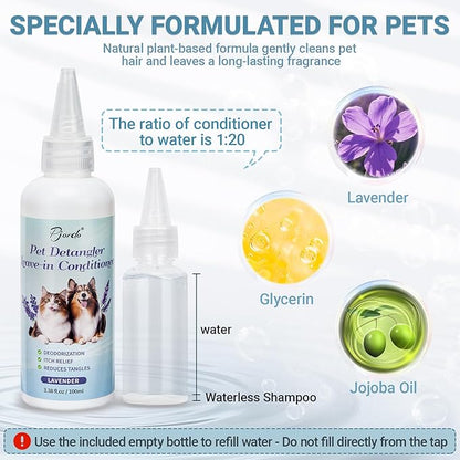 Pet Steam Brush for Dogs &amp; Cats with Pet Conditioner, 4 in 1 Spray Hair Removal Comb for Shedding &amp; Grooming, Self Cleaning Water Brush for Long &amp; Short Haired Pets