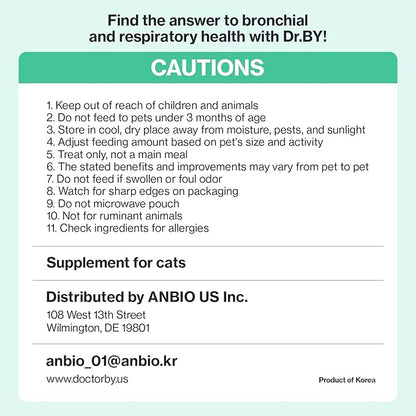 Dr.by Cat Breath Bronchial Supplements Cat Sneezing Treatment Asthma Cold Cough Nose Relief Respiratory&amp;Immune Support with TF-343-30 lickable Formula Individually Packaged, Chicken (1 Pack (8.5OZ))