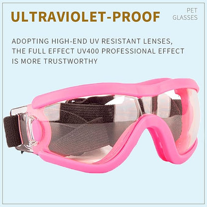 Small Dog Sunglasses with Adjustable Strap UV Protection, Winproof Puppy Sunglasses, Suitable for Dogs Eyes Protection，Soft Dog Goggles