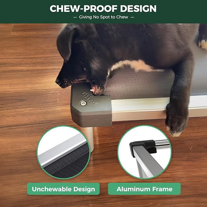 FXW TitanNest Chew-Proof Elevated Dog Bed, Raised Cot for Indoor/Outdoor/Camping Use, Durable &amp; Washable Padded Pet Bed for Medium Dogs, 42.0" L x 27.0" W x 5.0" H, Gray