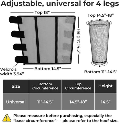 Mesh Horse Fly Boots Set of 4，Adjustable and Universal Loose Fitting &amp; Non-Slip Horse Fly Leggings for Horses,Reduce Stressful Stomping (Grey)