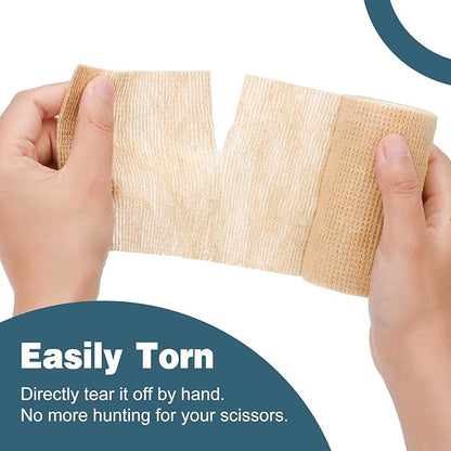 AZEN 9 Pack Self Adhesive Bandage Wrap, 4" X 5 Yards Elastic Cohesive Bandage Wrap, Skin Color Athletic Tape, Ankle Tape, Tattoo Grip Tape Wrap, Vet Wrap