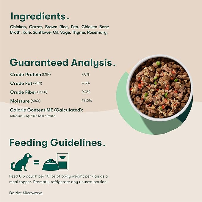 Jinx Chicken Dog Wet Food, Meal or Mix in Dog Toppers for Dry Food, Made with Real Chicken, Bone Broth &amp; Brown Rice, No Fillers, Puppy, Adult, Senior, 3oz, 8 Pack