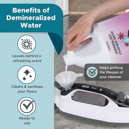 Steam &amp; Go Deminerilized Water - Multi-Surface Cleaner for Steam Cleaners, Hardwood Floors, Kitchens, &amp; Bathrooms - Germ-Killing Formula - Hotel California Scent - 1 Gallon