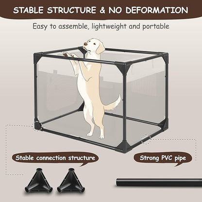 Dog Crate - Soft Pet Kennel for Dogs/Cats, 3-Door Breathable Travel Cage with Mesh Window, Portable Dog Kennel for Indoor &amp; Outdoor, Black-XL