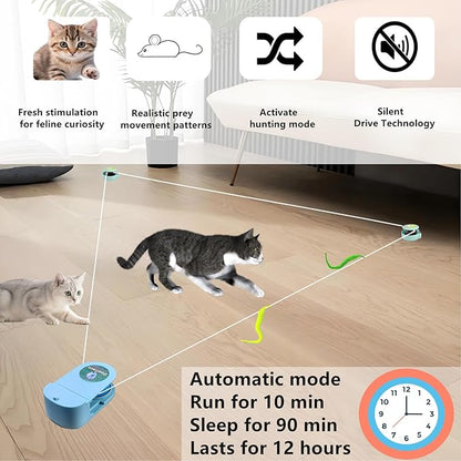 Wireless Remote Control Interactive Cat Toy for Indoor Cats, Self-Moving Worm Plush Mouse Chase Toy, Automatic Prey Simulation with Adjustable Speed, Durable &amp; Rechargeable Kitten Exercise Toy