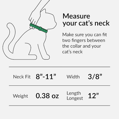 CollarDirect Leather Cat Collar, Kitten Collar with Removable Bell Black Blue Red Orange Lime Green (Neck Fit 8"-11", Navy Blue)