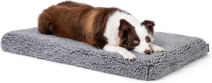 Stoutwool 4" Indestructible Dog Bed - Orthopedic Chew Proof Dog Crate Pad - Fluffy Kennel Mat for Aggressive Chewers - Ideal for Large Breeds &amp; Fits 36-Inch Crate - 35"x22", Charcoal