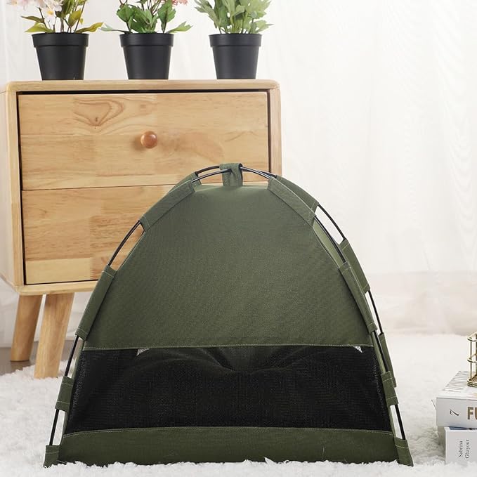 Cat Tent – Lightweight &amp; Breathable Waterproof Shelter Designed for Indoor/Outdoor Adventures, Giving Your pet Safe Outdoor Exploration Joy. (Olive Drab, 19.7×19.7in)