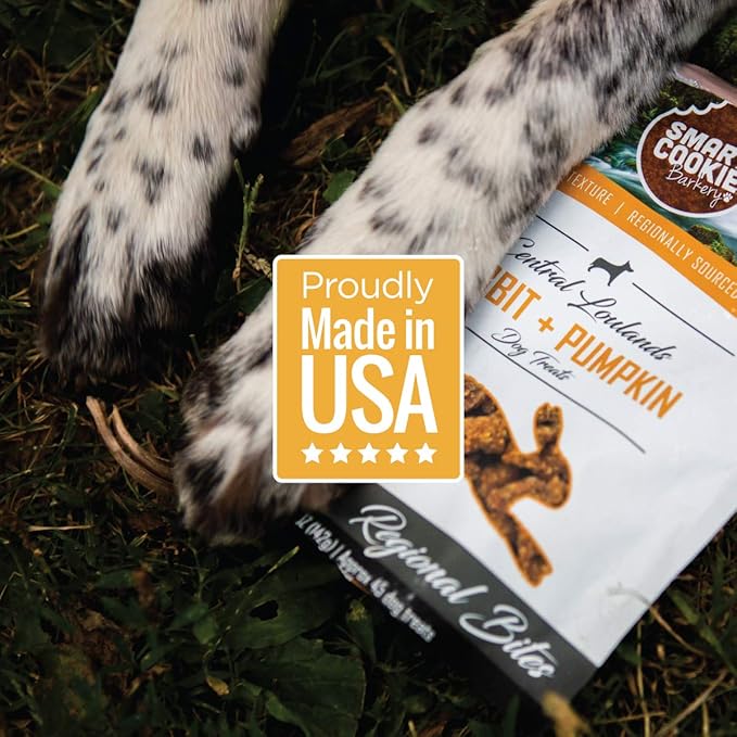 Smart Cookie All Natural Dog Treats - Rabbit &amp; Pumpkin - Training Treats for Dogs &amp; Puppies with Allergies, Sensitive Stomachs - Soft Dog Treats, Grain Free, Chewy, Human-Grade, Made in USA - 5oz Bag