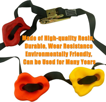 Ogrmar 15 Packs Ninja Tree Rock Climbing Holds Kits with 6 Ratchet Straps for Kids &amp; Adults Outdoor Backyard Ninja Tree Obstacle Course Training