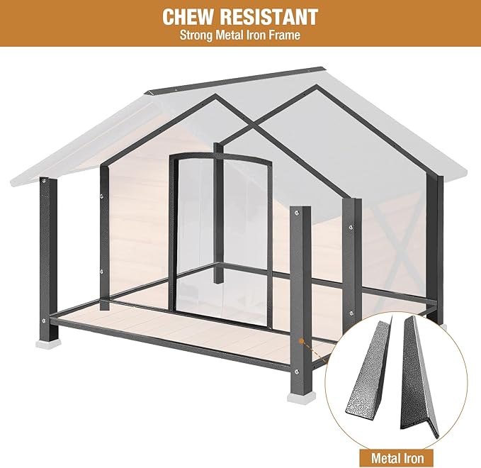 Dog House Outdoor &amp; Indoor, Dog Kennel for Winter, Insulated Puppy Shelter for Small &amp; Medium &amp; Large Dogs,Unique All-Around Iron Frame (Medium)