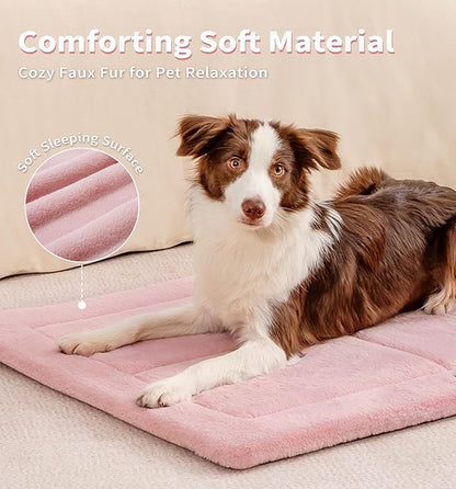 Made4Pets Dog Crate Pad Bed for Extra Large Dogs, Washable &amp; Reversible, Anti-Slip Kennel Mat for Cozy Sleeping, Soft Fluffy Dog Bed for Indoor &amp; Outdoor Use, 48"x30", Pink