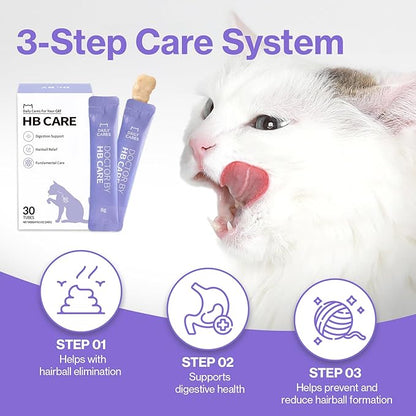 Dr.by HB Care Hairball Supplement for Cats– Hairball Relief Furball Control Remedy &amp; Digestive Support Supplements with Omega-3, Chitosan-30 Individuallly Packaged (1 Pack, 30 Count)