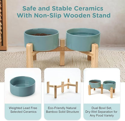 SPUNKYJUNKY Elevated Dog Bowls Ceramic, 6.1&
