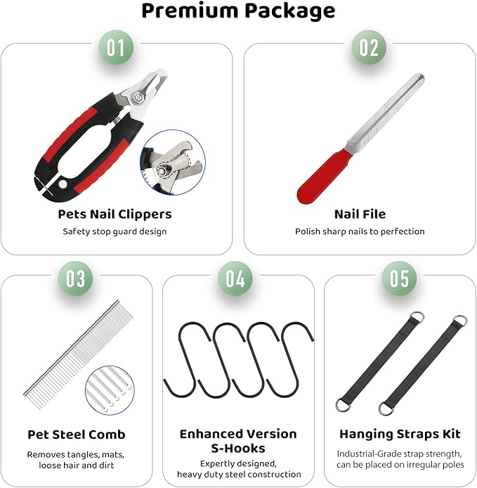 Guzekier Pet Dog Grooming Hammock Harness for Cats &amp; Dogs, Dog Sling for Grooming, Dog Hammock Restraint Bag with Nail Clippers/Trimmer, Nail File, Pet Comb,Ear/Eye Care