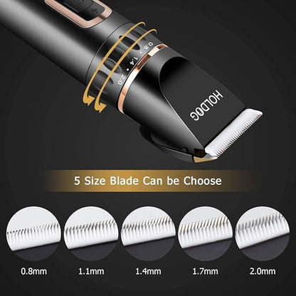 Dog Clippers Professional Heavy Duty Grooming Clipper 3-Speed Low Noise High Power Rechargeable Cordless Pet Tools for Small &amp; Large Dogs Cats Pets with Thick Coats