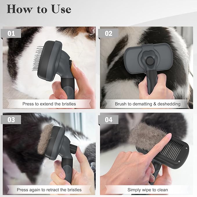 Swihauk Self Cleaning Slicker Brush - Skin Friendly for Dogs &amp; Cats, Deshedding Grooming Tool for Shedding Hair, Puppy Brush for Haired Pets