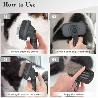 Swihauk Self Cleaning Slicker Brush - Skin Friendly for Dogs &amp; Cats, Deshedding Grooming Tool for Shedding Hair, Puppy Brush for Haired Pets
