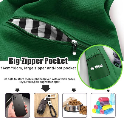 Tomkas Dog Sling Carrier for Small Dogs Puppy Carrier for Small Dogs (Emerald Green, Adjustable Strap &amp; Zipper Pocket)