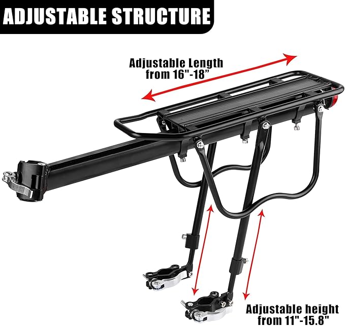 Aodaer Rear Bike Rack with Basket Quick Release Bike Rear Rack Heavy Duty Folding Bike Basket with Waterproof Bag &amp; Cargo Net &amp; Installation Tool