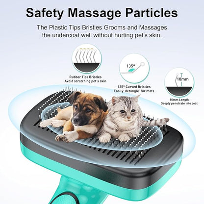 Dogs Self Cleaning Slicker Brush for Shedding &amp; Grooming Short Long Haired Pets, Removes Loose Fur, Undercoat, Mats, Tangled for Large Medium Small Sensitive Skin of Cats. Easy to Cleaning