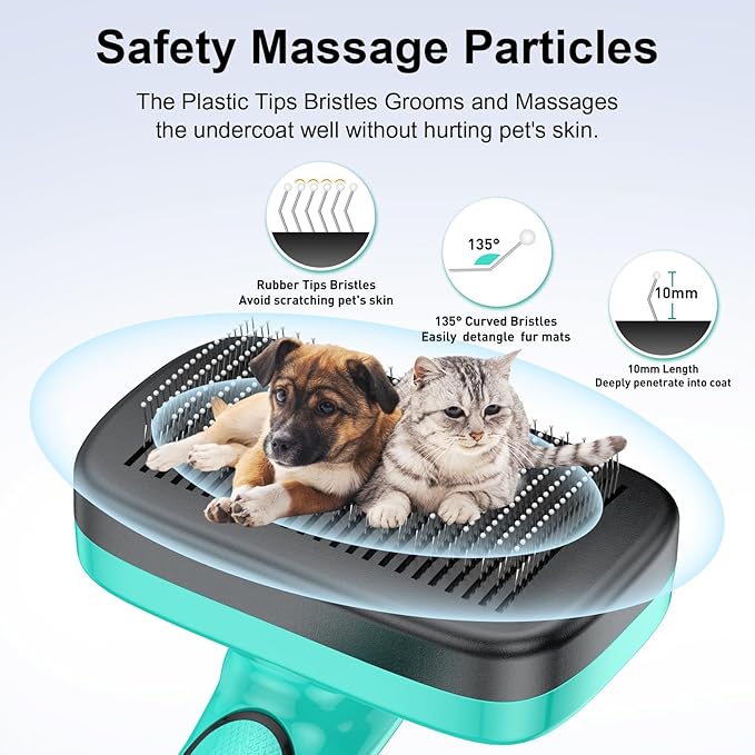 Dog Brush Kit for Grooming Short &amp; Long Haired Dogs &amp; Cats, 5 in 1 Pet Grooming Set for Small Animals, 5 PCS Puppy Self-Cleaning Slicker Brush and Pet Comb for Shedding Medium &amp; Large Dogs
