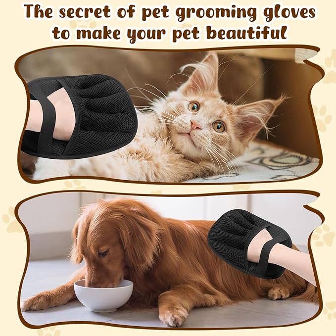 Pet Hair Remover Gloves,Electrostatic Removal for Pet Hair,Reusable Cat &amp; Dog Grooming Gloves for Clothing/Couch/Furniture/Carpet/Car Seat(2Pcs)