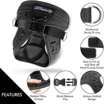 Comfort Fit Dog Harness No Pull No Escape Harness Adjustable Buckles Soft Padded Reflective Choke Step in Dog Vest with Easy Control Handle for Small Medium Large Dogs &amp; Puppies
