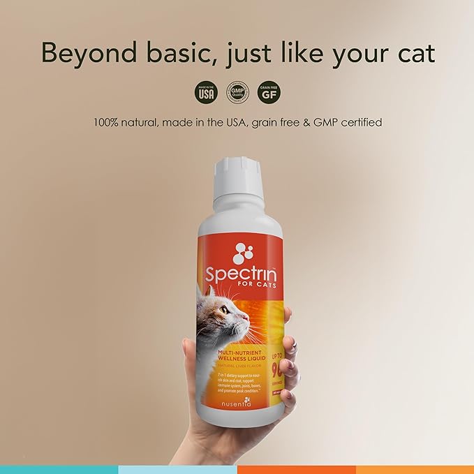 Cat Vitamins - Spectrin 16 OZ - Liquid Vitamin &amp; Antioxidant Supplement for Cats - 96 doses