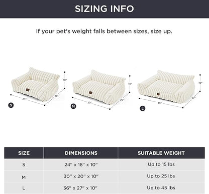 Bedsure Cute Cat Couch for Pets - Fluffy Dog Bed Medium Size Dog with Premium Soft Corduroy Fleece, Pet Sofa with Removable Washable Cover, Supportive Couch Bed for Small Medium Dogs, 30inch, Cream