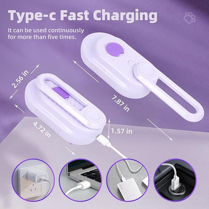 4-in-1 Rechargeable Anti-Dandruff Pet Steam Brush — brush for sheddingCats &amp; Dogs,pet hair removal tool. Integrating functions of massage,clean, hair grooming and anti-static (purple)