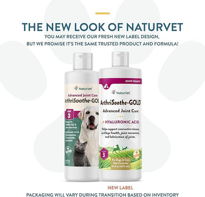 NaturVet – ArthriSoothe-Gold Advanced Care Liquid | Level 3 Advanced Joint Care | Supports Healthy Hip &amp; Joint Function | Enhanced with Glucosamine, MSM &amp; Chondroitin | For Dogs &amp; Cats | 16 oz Liquid
