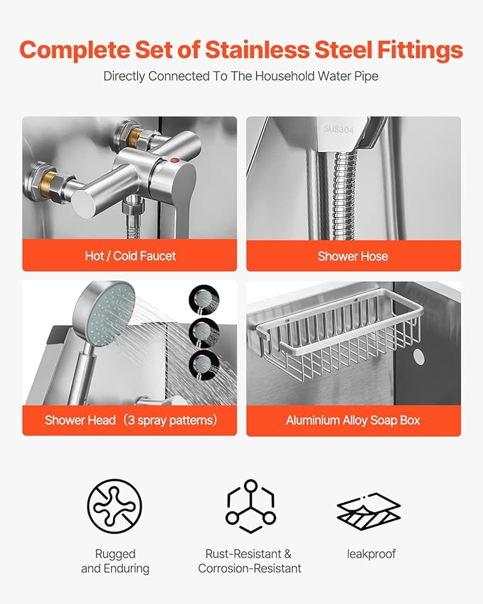 VEVOR Stainless Steel Dog Washing Station, 34 inch Pet Grooming Tub w/Faucet &amp; Showerhead &amp; Soap Holder &amp; Play Balls Simple Dog Bathtub for Multiple Pets, Home Washing Sink