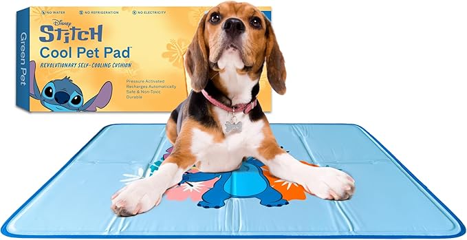 The Green Pet Shop Cool Pet Pad - Small, Disney’s Stitch - Self-Cooling, Pressure Activated Mat for Dogs &amp; Cats from 9-20 lbs - Non-Toxic Gel, No Water Needed