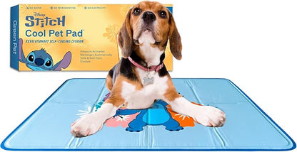 The Green Pet Shop Cool Pet Pad - Small, Disney’s Stitch - Self-Cooling, Pressure Activated Mat for Dogs &amp; Cats from 9-20 lbs - Non-Toxic Gel, No Water Needed