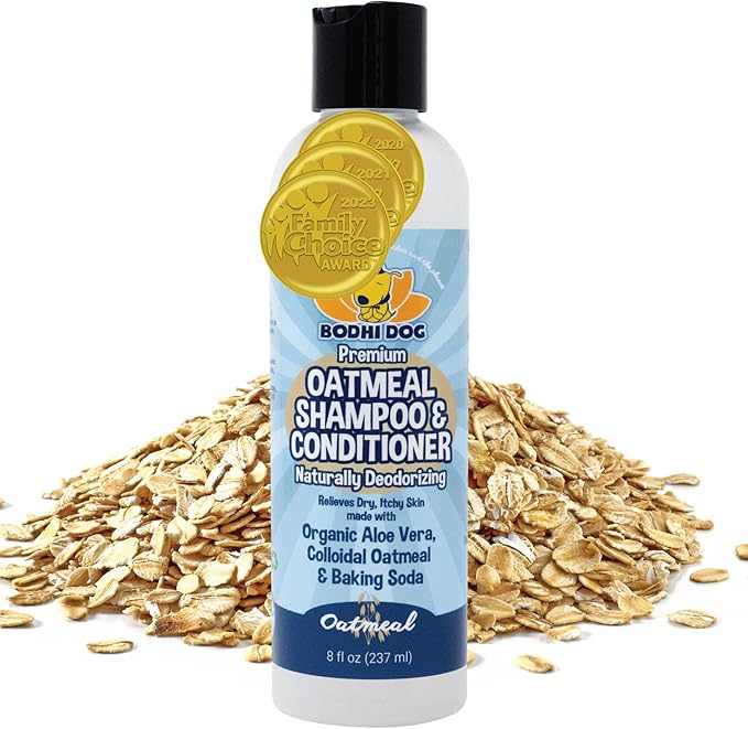 Bodhi Dog Shampoo Brush &amp; Oatmeal Shampoo and Conditioner Bundle - Grooming Essentials for Pets, Short Hair Scrubber, Soothes and Moisturizes Dry, Itchy Skin - Hydrates &amp; Nourishes