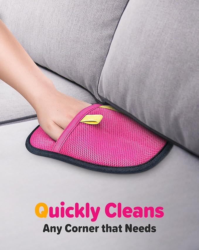2025 Thickened Electrostatic Pet Hair Removal Gloves (2 Pcs) - Reusable Strong Grooming Gloves for Cats &amp; Dogs, Hair Remover for Couch, Furniture, Carpet, Car Seats &amp; Clothing (Pink)
