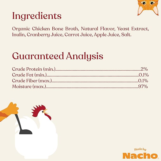 Made by Nacho Bone Broth Cat Food Topper for Hydration and Picky Eaters - Add Protein and Flavor to Your Dry Cat Food – Supports Optimal Nutrition, Digestion, Skin &amp; Coat, 11 oz. (Pack of 4), Chicken