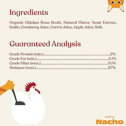 Made by Nacho Bone Broth Cat Food Topper for Hydration and Picky Eaters - Add Protein and Flavor to Your Dry Cat Food – Supports Optimal Nutrition, Digestion, Skin &amp; Coat, 11 oz. (Pack of 4), Chicken