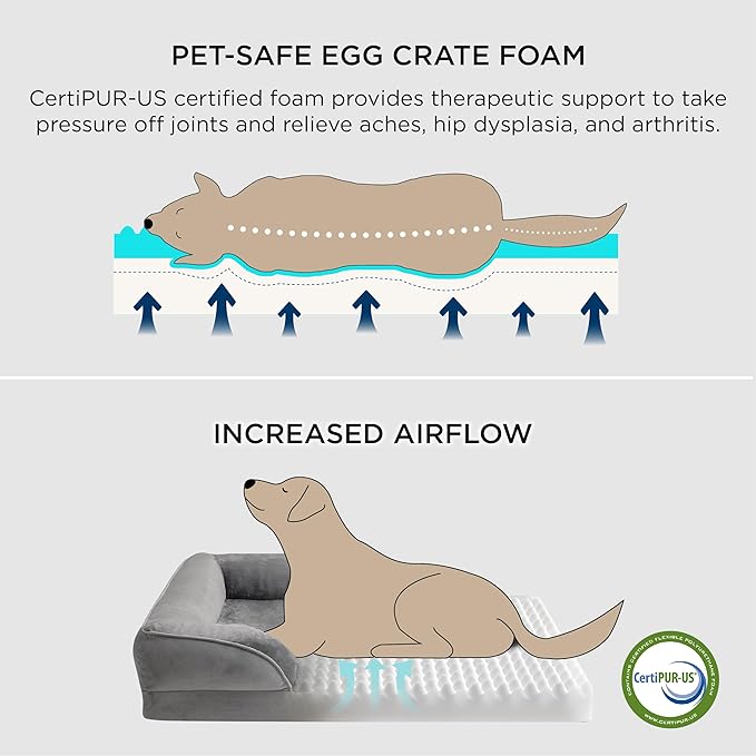 Bedsure XXL Orthopedic Dog Bed for Extra Large Dogs - Washable Giant Dog Cat Bed Waterproof, Comfort Dogs Couch Sofa with Washable Removable Cover, Pet Bed with Nonskid Bottom, Dark Grey, 52"