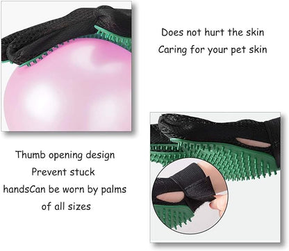 Gentle Deshedding Pet Grooming Mitt - Efficient Hair Remover Brush for Dogs, Cats, Horses with Long &amp; Short Fur (1 Pair)
