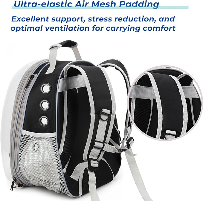 Lollimeow Cat Carrier Backpack, Bubble Expandable Backpack Carrier, Pets and Small Dogs,Airline-Approved, Designed for Travel, Hiking, Walking &amp; Outdoor Use (Back Expandable-Black)
