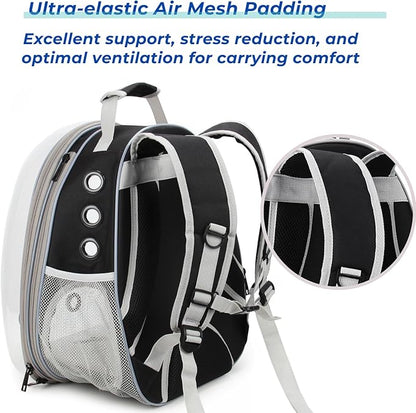 Lollimeow Cat Carrier Backpack, Bubble Expandable Backpack Carrier, Pets and Small Dogs,Airline-Approved, Designed for Travel, Hiking, Walking &amp; Outdoor Use (Back Expandable-Black)