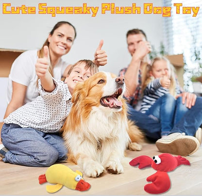 JKW Squeaky Dog Toy for Small &amp; Medium Dogs, Puppy Plush Toys (S, Lobster)