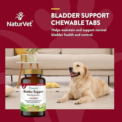 NaturVet – Bladder Support for Dogs – Plus Cranberry | Supports Healthy Bladder Control &amp; Normal Urination | 60 Time Release Chewable Tablets