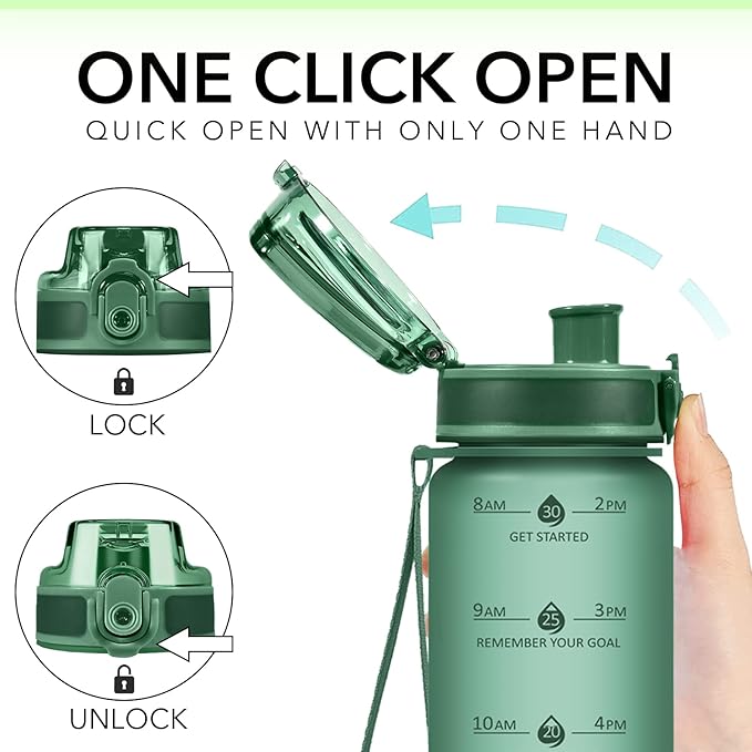 32oz Motivational Water Bottles with Time Marker &amp; Fruit Strainer, Transparent Gradient Color Water Bottle with Times to Drink, Leakproof &amp; BPA Free, Reusable Bottle with Strap (No Straw)