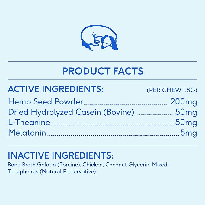 Native Pet Calming Chews for Dogs - Melatonin for Dogs Anxiety Relief - Grain Free All Natural Hemp Calming Treats &amp; L-Theanine Helps Manage Stress &amp; Separation Anxiety - Puppy Sleep Aid - 120 Chews