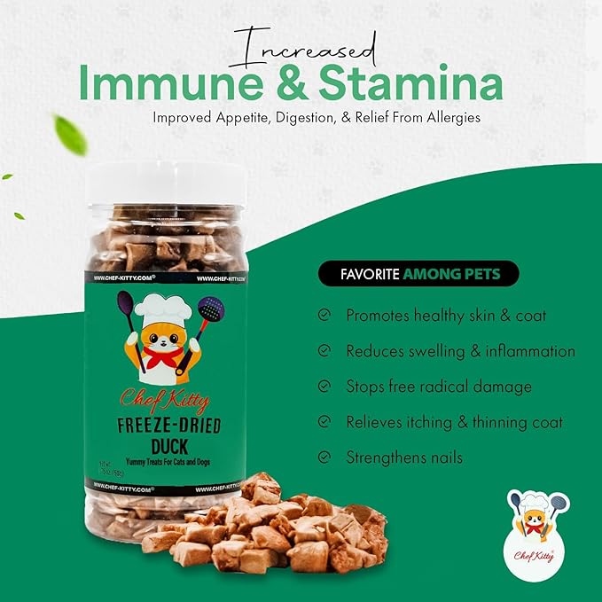 Freeze-Dried Duck Treats for Cats &amp; Dogs – 100% Human Grade, Single Ingredient, High-Protein, Healthy Snack – No Additives or Preservatives – 1.5oz - Inspected &amp; Tested in USA