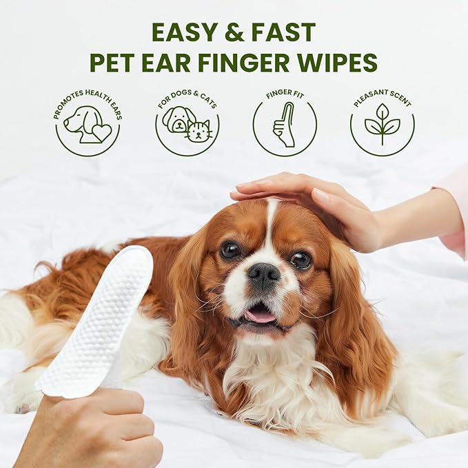 Dog Ear Finger Wipes for Dogs &amp; Cats, 150 Count